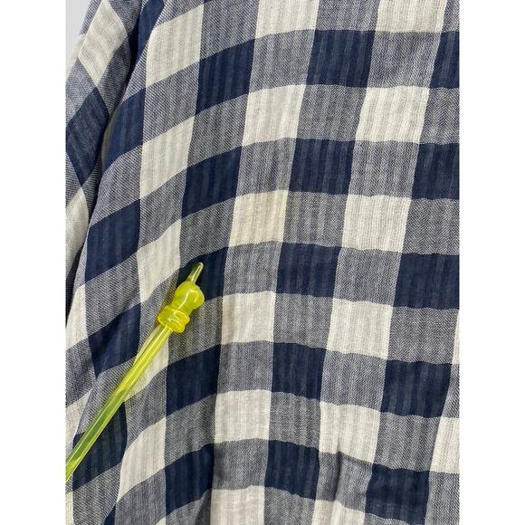 STELLAE DUX Women's Navy Blue-White Checkered Seersucker Button-Up Top SZ XL - Picture 5 of 11